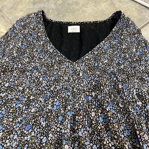 Aritzia Wilfred Daydreamer V Neck Pleated Blue Floral Puff Sleeve Sz XL Boho EUC - Picture 6 of 11